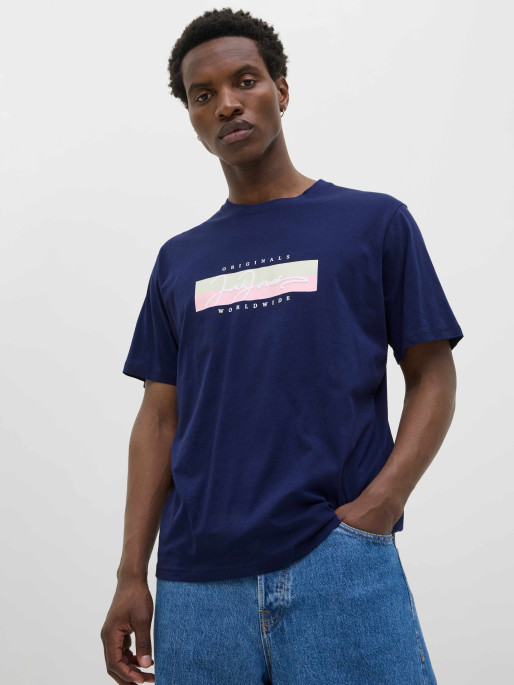 JACK & JONES Men's JORFREDERIKSBERG BOX SCRIPT TEE SS CN LN T-shirt