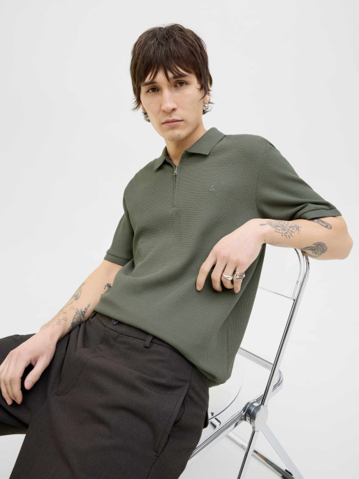 JACK & JONES Tricou Jjeaustin Zip Ss Noos