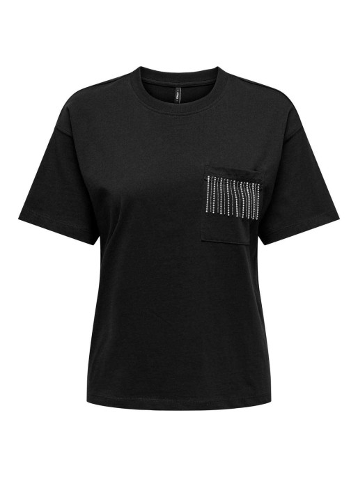 ONLY T-shirt ONLPOSH LIFE S/S BLING POCKET TOP BOXJRS