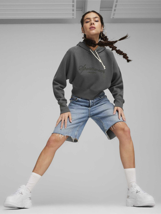 PUMA Суитшърт CLASSICS+ Relaxed Cropped Hoodie
