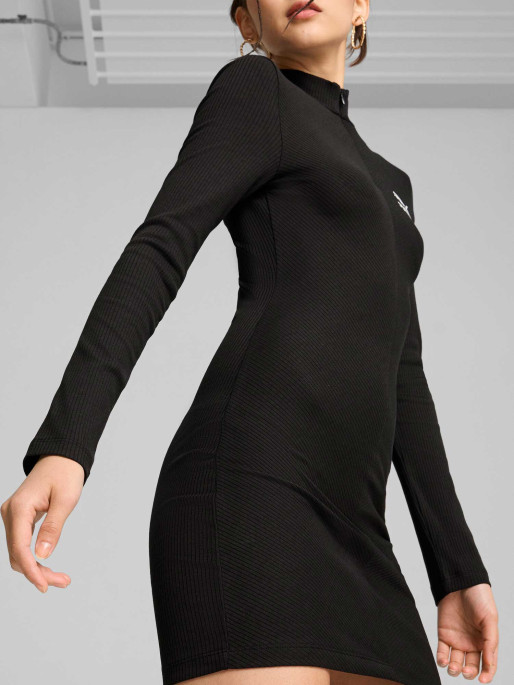 PUMA Rochie Classics Ribbed Half-Zip Long Sleeve