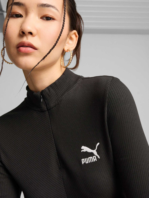PUMA Rochie Classics Ribbed Half-Zip Long Sleeve
