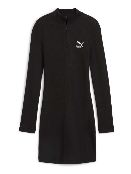 PUMA Rochie Classics Ribbed Half-Zip Long Sleeve