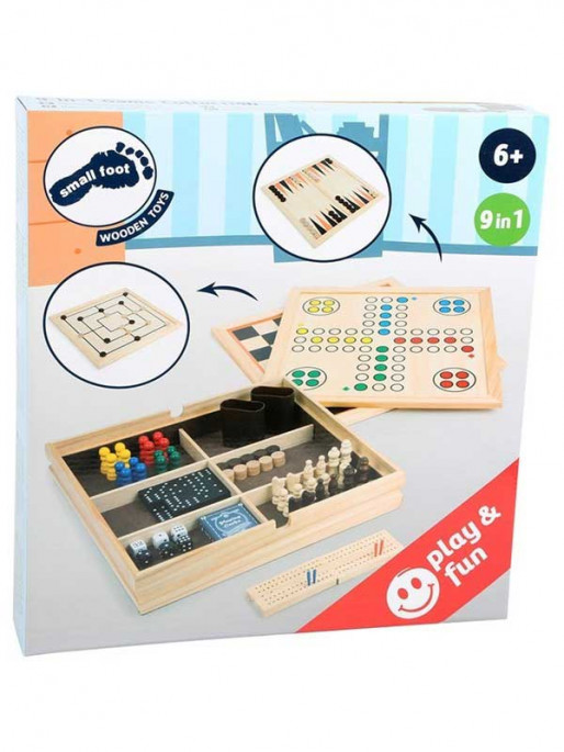 SMALL FOOT Колекция игри 9 в 1 в дървена кутия