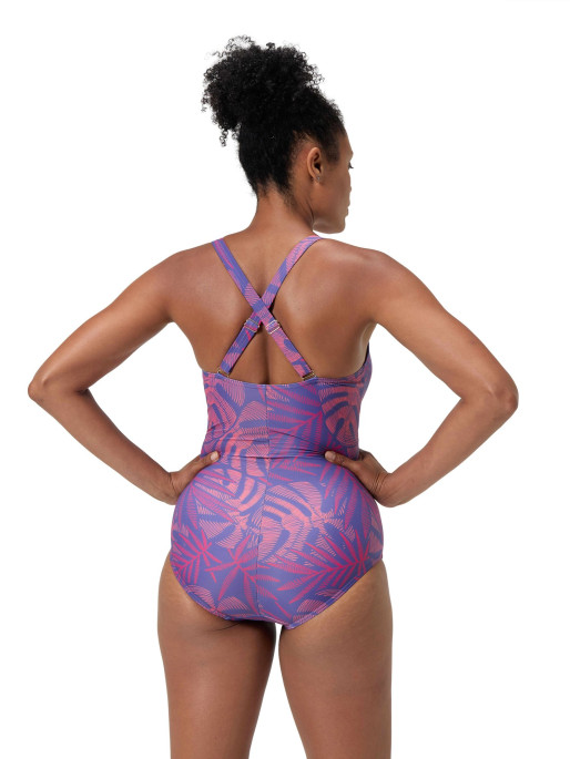 SPEEDO Цял бански WOMENS SHAPING PRINTED V NECK