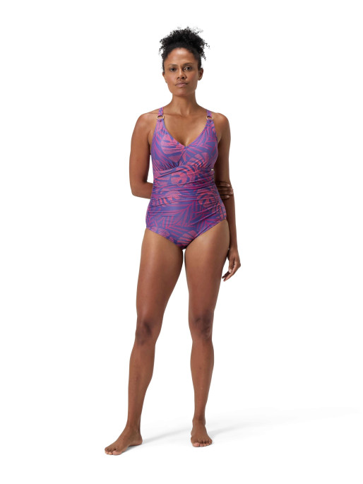 SPEEDO Цял бански WOMENS SHAPING PRINTED V NECK