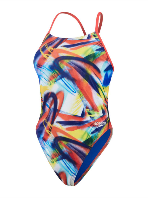 SPEEDO Swimsuit WOMENS ALLOVER DIGITAL LATTICE TIE-BACK