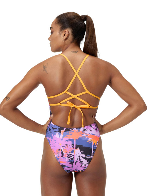SPEEDO Swimsuit WOMENS ALLOVER DIGITAL LATTICE TIE-BACK