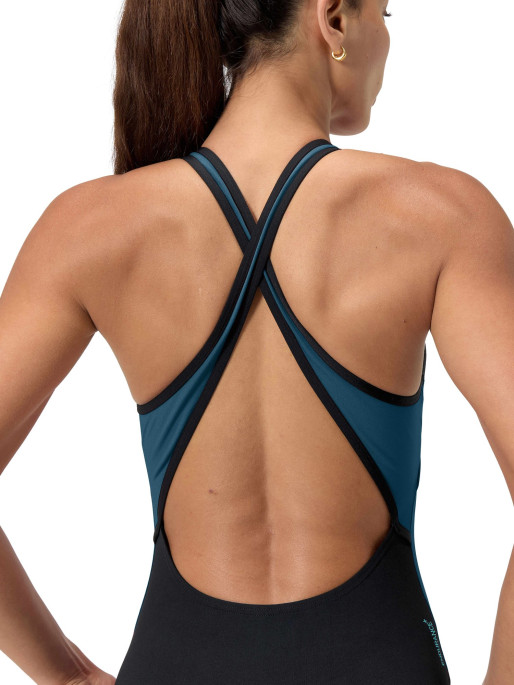 SPEEDO Women's High Neck Splice Cross Back One-Piece Swimsuit