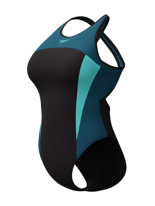 SPEEDO Women's High Neck Splice Cross Back One-Piece Swimsuit