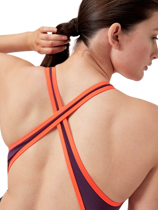 SPEEDO Swimsuit WOMENS HIGH NECK SPLICE CROSS BACK