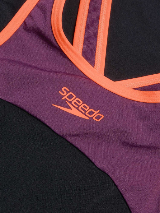 SPEEDO Swimsuit WOMENS HIGH NECK SPLICE CROSS BACK