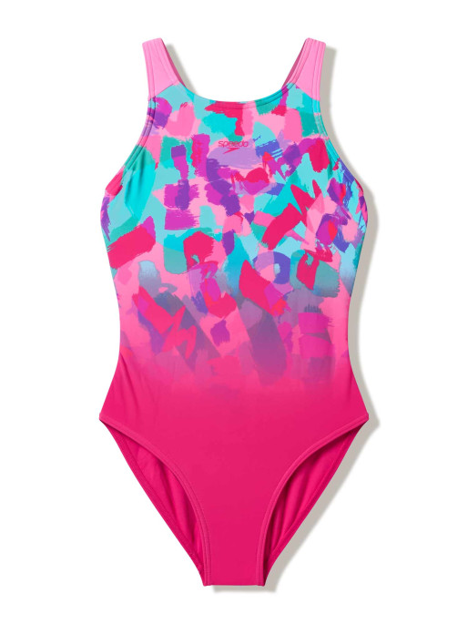 SPEEDO Цял бански GIRLS PRINT PULSEBACK 1PC