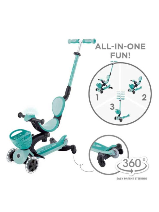 GLOBBER Тротинетка 5 в 1 BABY LEARN 360 FLASH LIGHTS