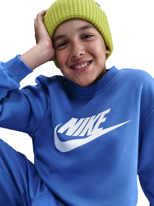 NIKE Bluza K Nsw Club Flc Crew Ls Hbr
