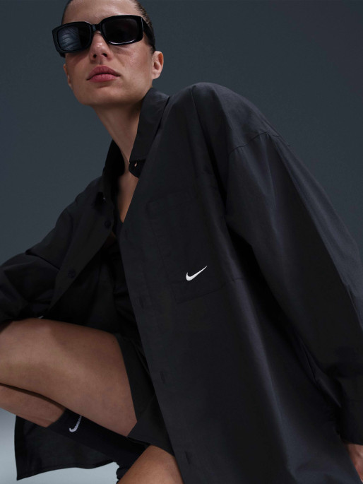 NIKE Women's W NSW NK CHLL PPLN LS Button Top