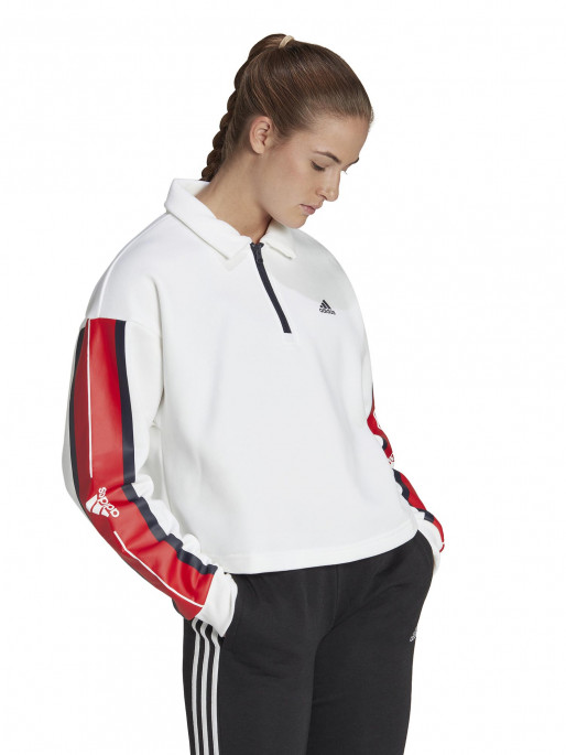 ADIDAS SPORTSWEAR Essentials Pinstripe Block Fleece Rugby Sweatshirt