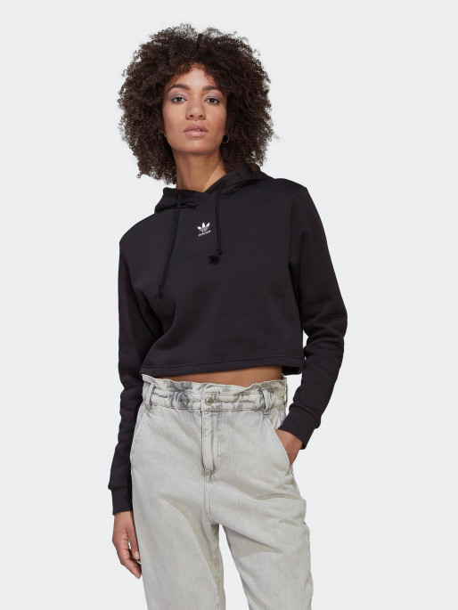 Originals adicolor three stripe outlet cropped hoodie in black