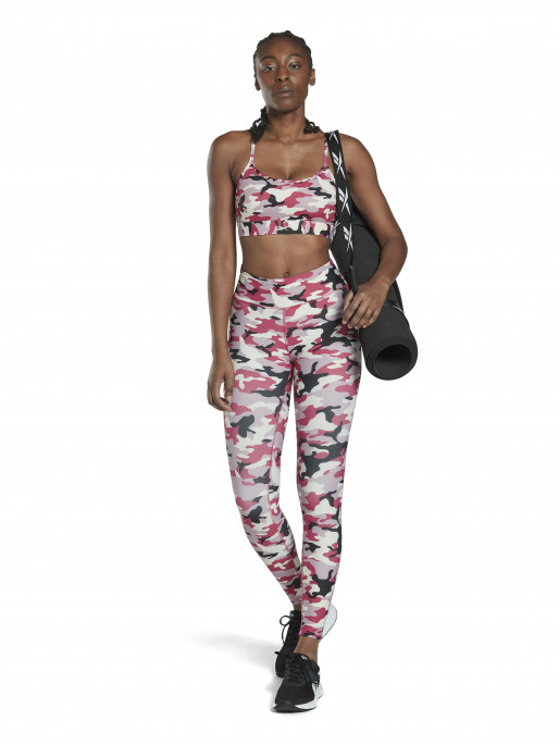 REEBOK Lux Skinny Strap Camo Print Sports Bra