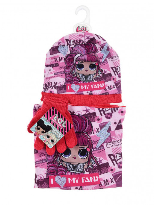 KIDS MOVIE HEROES Παιδικό Σετ Σκούφος Γάντια Γκέτα LOL SURPRISE