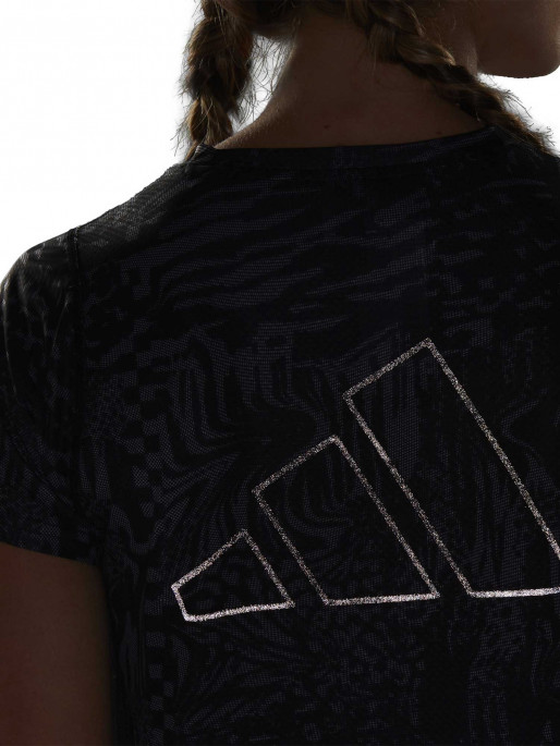 ADIDAS PERFORMANCE Run Icons 3 Bar Logo Allover Print Running Tee