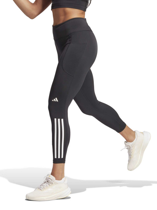 Adidas Women's 3-Stripe 7/8 Style High Rise Tight Fit Side Pocket Legging  Black