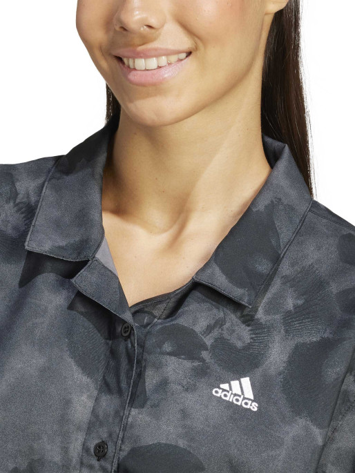 ADIDAS SPORTSWEAR Floral Graphic Crop Woven Polo Shirt