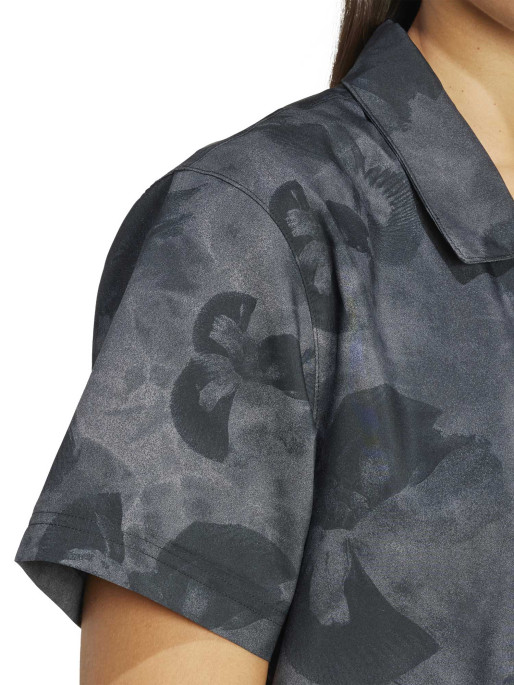 ADIDAS SPORTSWEAR Floral Graphic Crop Woven Polo Shirt