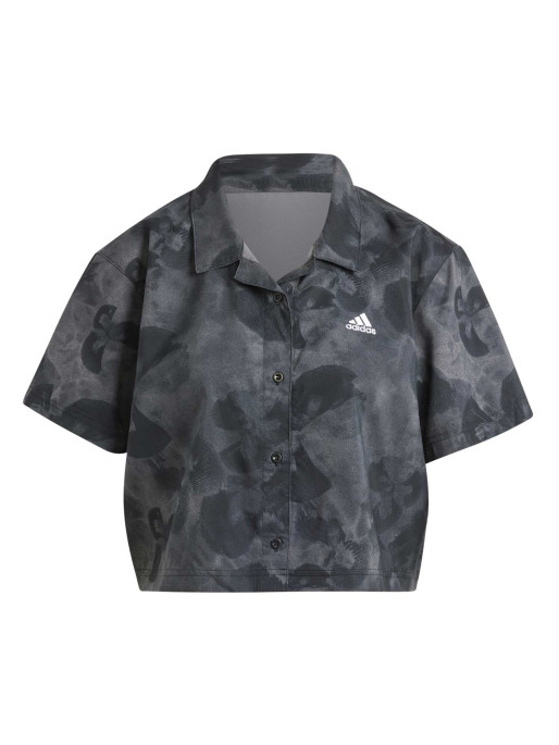 ADIDAS SPORTSWEAR Floral Graphic Crop Woven Polo Shirt