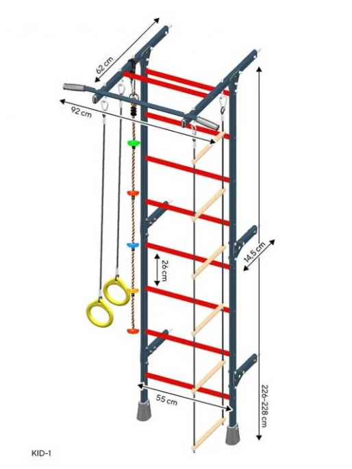 RESTPRO Шведска стена метална с аксесоари