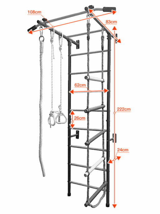 RESTPRO Шведска стена метална с аксесоари