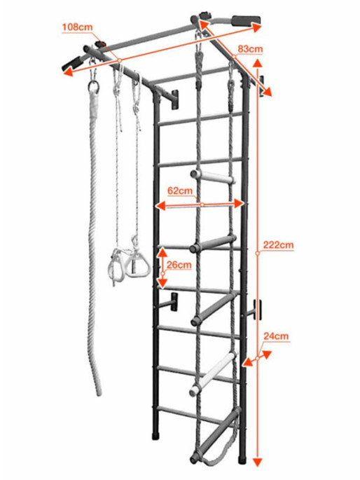 RESTPRO Шведска стена метална с аксесоари