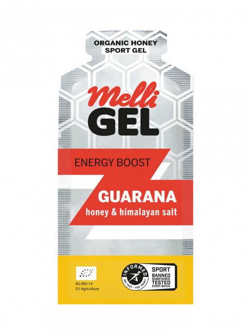 MELLIGEL Био меден енергиен гел Гуарана и канела 32гр.х12бр