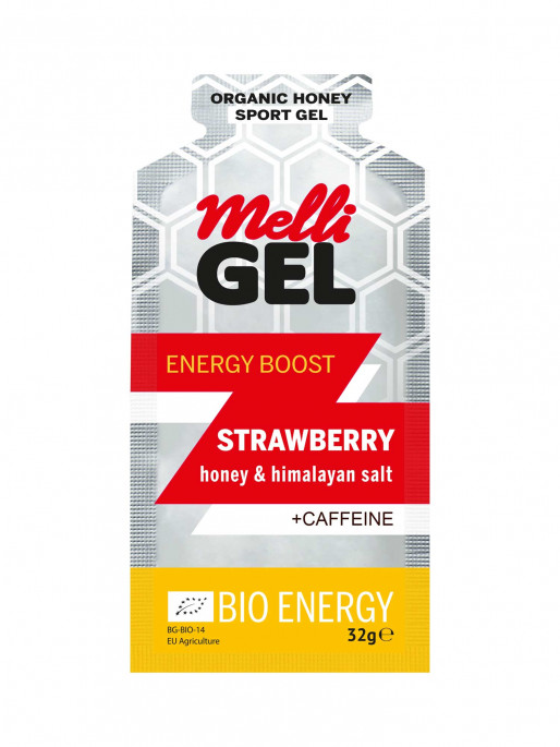 MELLIGEL Био меден енергиен гел Ягода с кофеин 32гр.х12бр