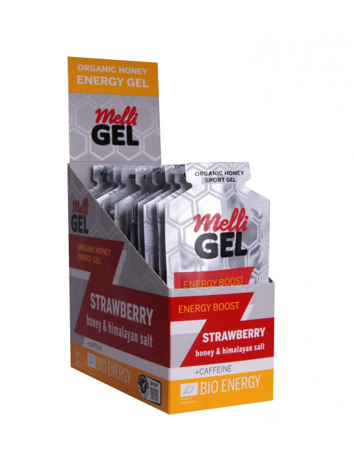 MELLIGEL Био меден енергиен гел Ягода с кофеин 32гр.х12бр