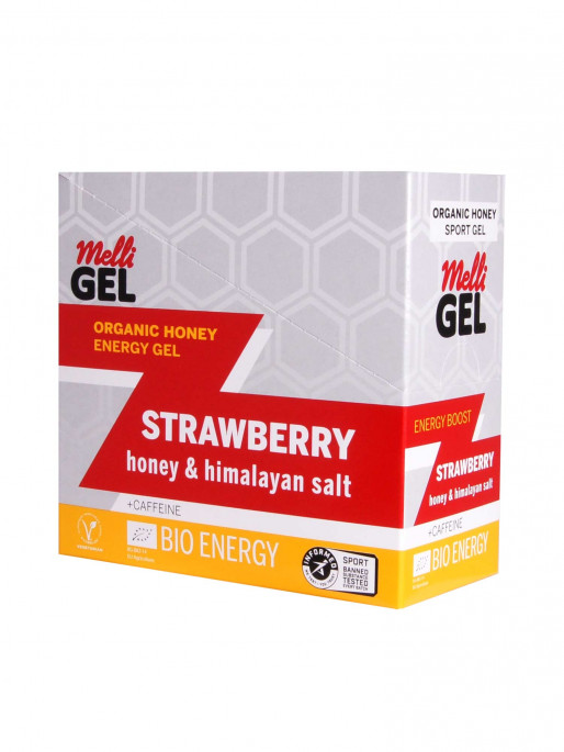 MELLIGEL Био меден енергиен гел Ягода с кофеин 32гр.х12бр