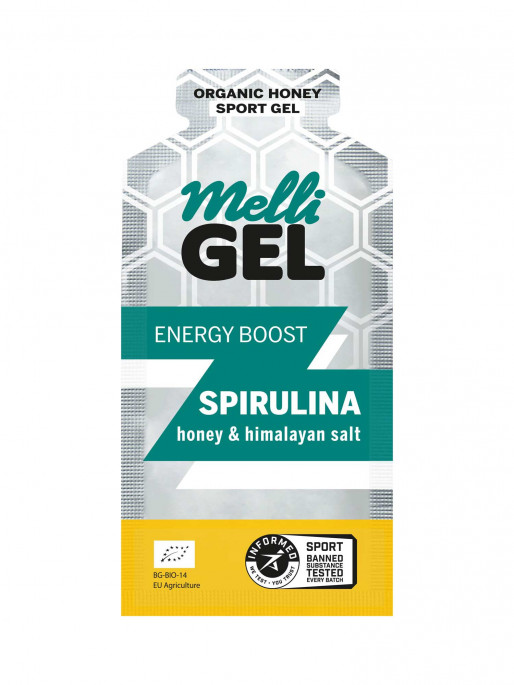 MELLIGEL Био меден енергиен гел Спирулина 32гр.х12бр