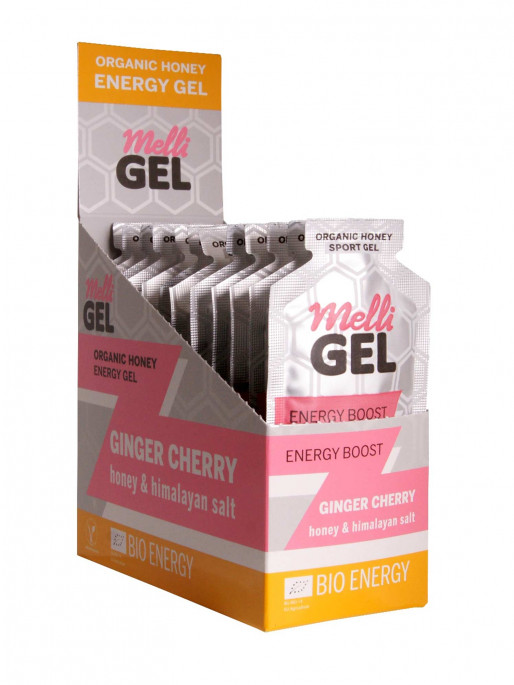 MELLIGEL Био меден енергиен гел Вишна+джинджифил 32гр.х12бр