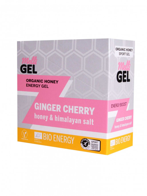 MELLIGEL Био меден енергиен гел Вишна+джинджифил 32гр.х12бр