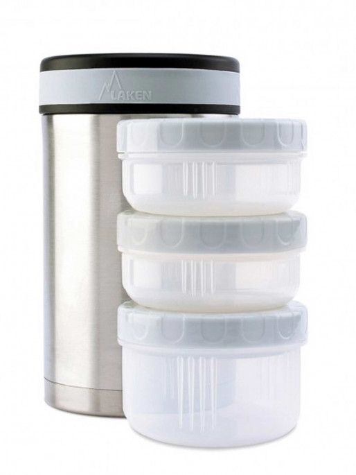 LAKEN STAINLESS STEEL THERMO FOOD FLASK 1.5L WITH 3 INTERIOR CONTAINERS