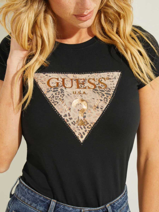 GUESS Tricou Ss Ghost Leopard Log