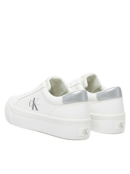 Calvin Klein Jeans Shoes VULC FLATF LTH SILVER LOGO TAG