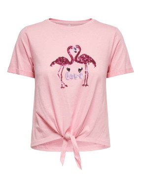 ONLY Тениска ONLDORA S/S KNOT FOLD-UP TOP JRS