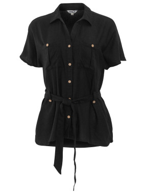 ONLY Риза ONLGOA S/S LINEN BL BELT SHIRT CC PNT