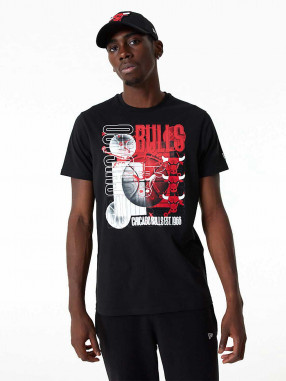 NEW ERA Tricou NBA OVERSIZED APPLIQUE Chicago Bulls Negru 