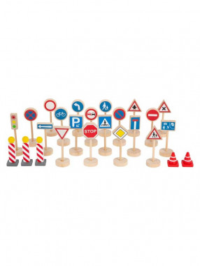 SMALL FOOT Set of road signs 25 parts – wooden