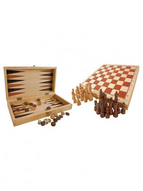 SMALL FOOT Chess and backgammon, dice games - 3 in 1 in a wooden box