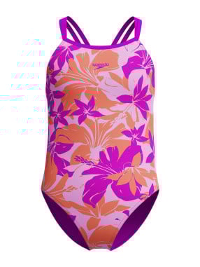SPEEDO Girls' Printed Twinstrap One-Piece Swimsuit