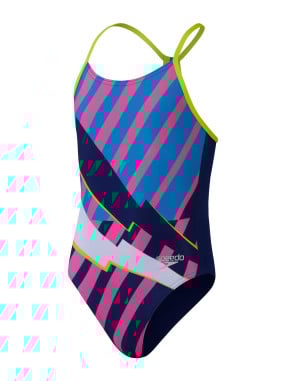 SPEEDO Цял бански GIRLS PLACEMENT LANE LINE BACK