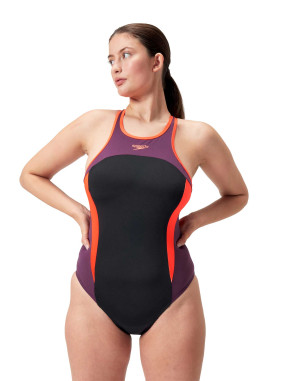 SPEEDO WOMENS HIGH NECK SPLICE CROSS BACK Swimsuit